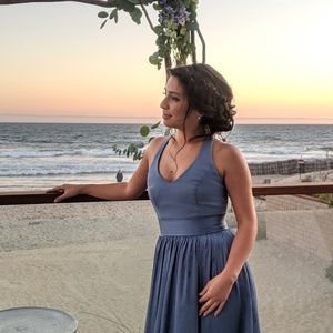 V Neck Halter Gown with Sash WHITE BY VERA WANG 4